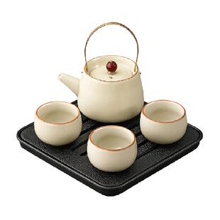 唐丰汝窑功夫茶具套装家用简易个人专用防烫手一壶三杯喝茶小套装