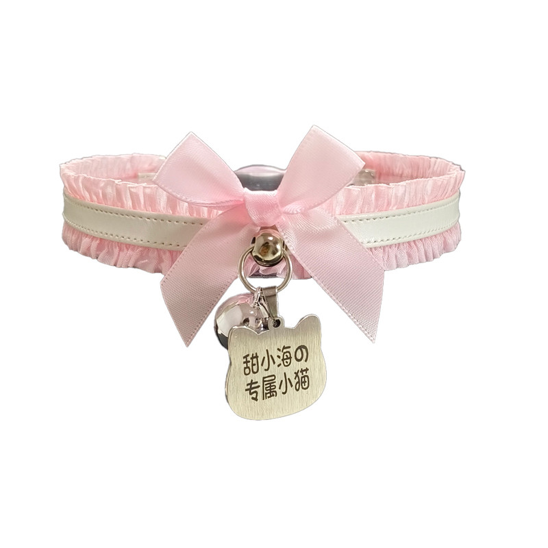 蕾丝颈带狗链m女铃铛项圈choker