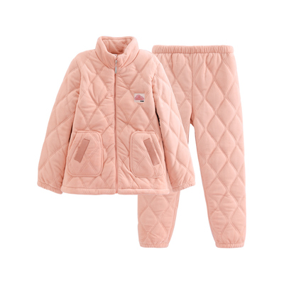 芬腾情侣睡衣冬季珊瑚绒夹棉套装