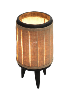 日式侘寂风碳化木麻布台灯