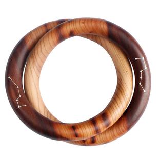 乾坤圈野生红心桃木阴阳环手镯纯银镶嵌一体手工雕刻随身雷击原木