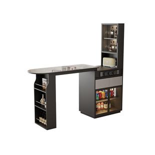 轻奢岩板吧台桌酒柜一体家用客厅可伸缩实木可定制沙发吧台隔断柜