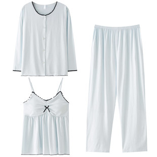 【春夏季睡衣三件套】女士家居服套装2026年新款女款莫代尔吊带衫