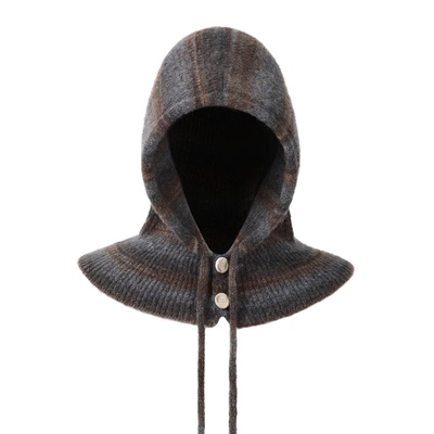 复古条纹混色巴拉克拉法帽