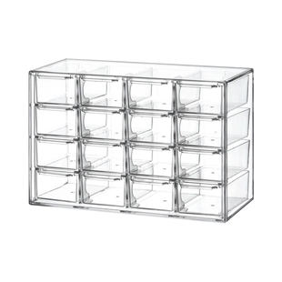 九宫格迷你桌面抽屉式收纳盒ins风储物透明首饰9宫拼豆手账整理柜