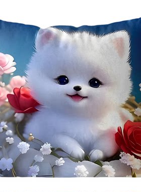 猫狗动物抱枕可爱狗狗萌宠小七博美犬枕头套沙发汽车卡通居家靠枕