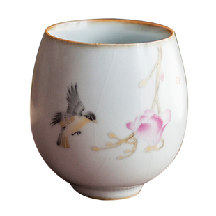 复古汝窑茶杯大小号品茗杯陶瓷功夫茶具家用个人单杯汝瓷开片杯子