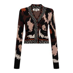[博主同款]DVF动物纹印花V领短款外套针织开衫WC3S004