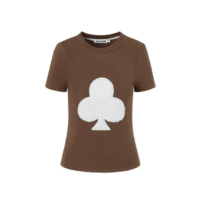 LEDIMWANG毛绒短袖T恤咖色羊毛