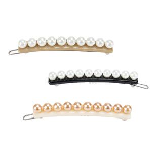 亚历山大同款 经典雪豆边夹刘海夹优雅珍珠青蛙夹百搭一字夹发饰