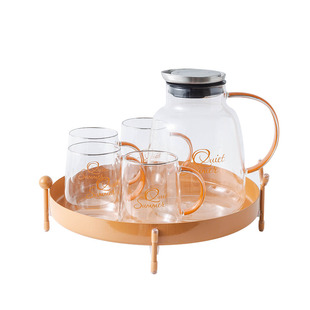 轻奢玻璃水具套装耐高温金边家用客厅大容量凉水壶茶壶杯具带托盘
