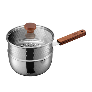 王麻子奶锅316不锈钢食品级雪平锅宝宝辅食一人食泡面锅蒸煮一体