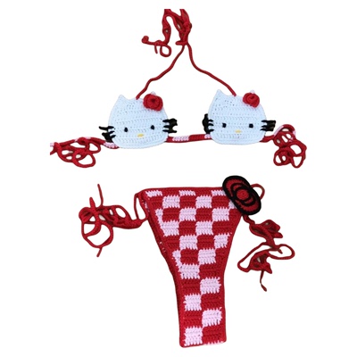 针织吊带分体比基尼泳衣