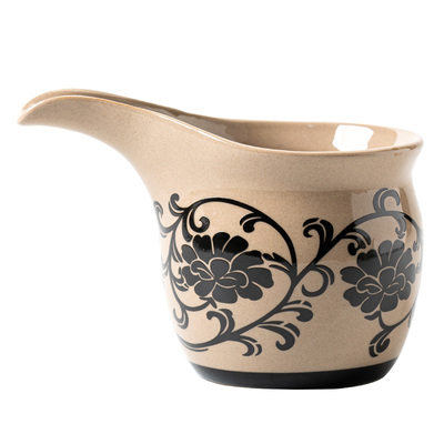 寻味堂民窑雕花公道杯青灰釉茶海