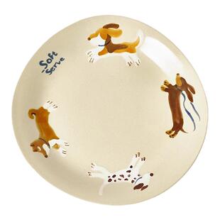 SoftServe柔软供应 x Fengdu《奔跑的小狗》手绘陶瓷餐盘碟子