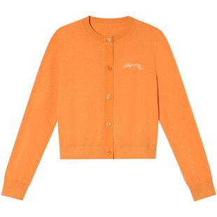 SALT.P可颜橙色圆领针织开衫女短款2026春新品AC36106300