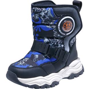牧童冰爪儿童雪地靴男童冬季加绒保暖大棉童鞋男户外迷彩高筒棉靴