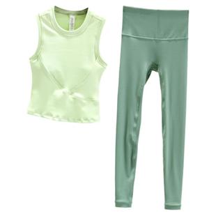 专业瑜伽服套装女春秋高级感带胸垫长款背心式健身房运动晨跑步服