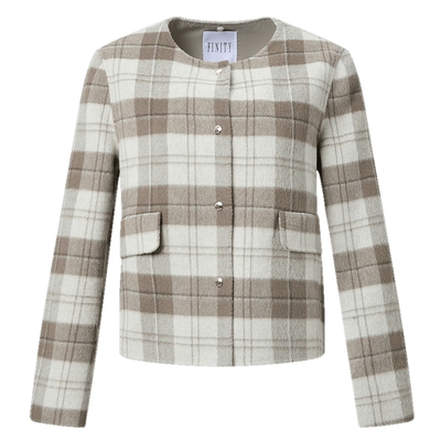 羊绒FINITY毛呢外套格子大衣