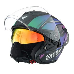 RSV半盔男摩托车头盔女夏季双镜片四分之三盔3C电动车安全帽四季