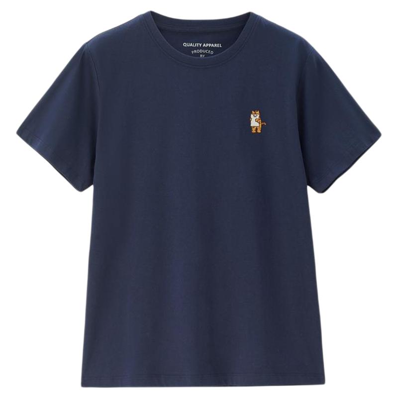 佐丹奴T恤女装纯棉i与e的日常主题刺绣圆领针织短袖T恤 05395382