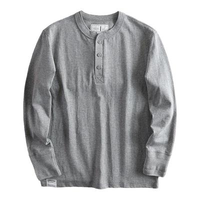 重磅纯棉亨利衫男长袖美式t恤