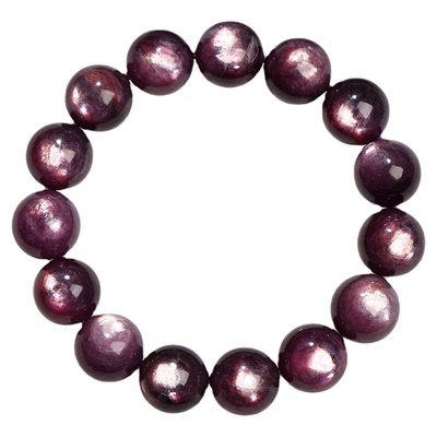 天然紫锂云母手链冰透猫眼强光