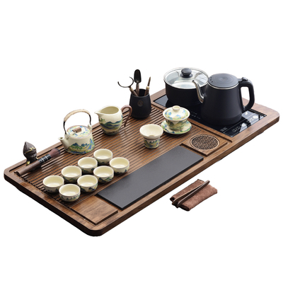 实木一体茶盘全自动防烫底部上水