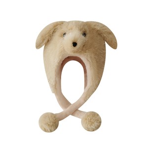 Himade会动毛茸茸耳朵小狗狗帽子可爱女生冬季加厚保暖雷锋帽护耳