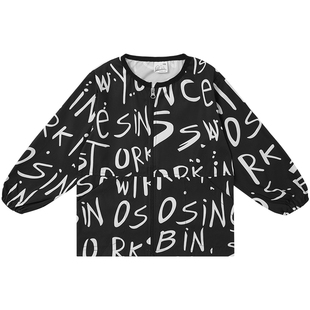 秋冬长袖儿童防水罩衣男孩羽绒服外穿防风罩衫宝宝吃饭防脏围衣兜