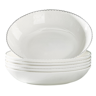 景德镇骨瓷盘子菜盘家用釉下彩餐具白瓷高颜值可微波菜盘子高级感