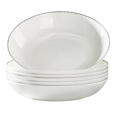 景德镇骨瓷盘子菜盘家用釉下彩餐具白瓷高颜值可微波菜盘子高级感