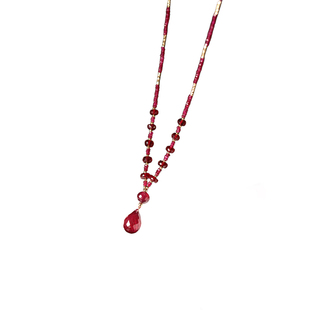 可卿珠宝 赤缇 红宝石项链18k金刻面彩宝设计款项链正品女礼物