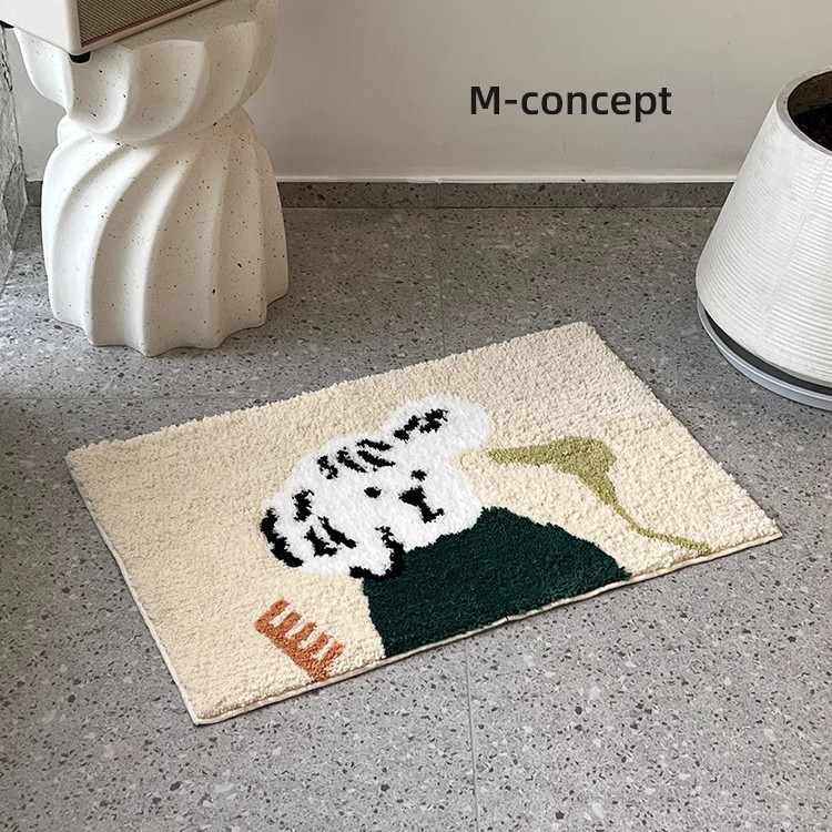 植绒加厚浴室防滑吸水垫地进门垫地毯脚垫家用地门口垫仿羊绒踩门