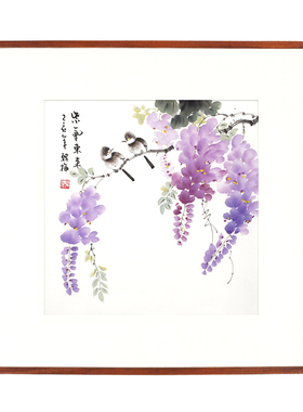 颜堂手绘真迹斗方国画餐厅客厅