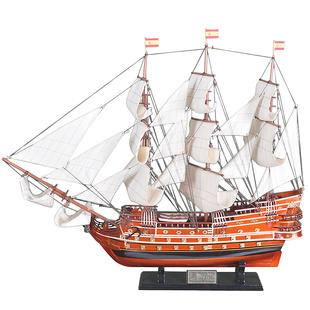 圣菲利普号一帆风顺帆船模型纯手工木制船客厅摆件高端大气上档次