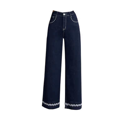 小个子八分九分刺绣烟管裤