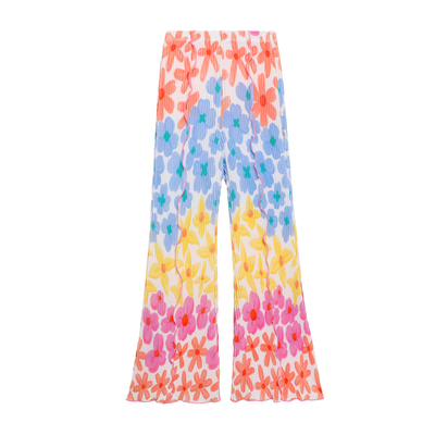 海岛花花压褶喇叭裤薄款度假风