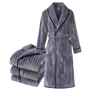 睡袍冬季加绒加厚珊瑚绒男睡衣秋冬款长袖大码法兰绒浴袍男士春秋