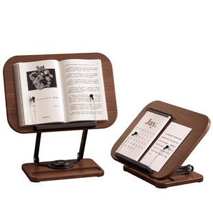 阅读支架成人读书支架桌面可旋转阅读架看书多功能升降胡桃木阅读架阅读床上看书神器书立架学习书夹书桌书架