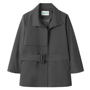 OPCP童装复古立领风衣女童秋冬新款英伦风百搭大衣男童短款小外套