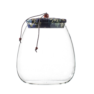 棉麻密封布盖玻璃茶叶罐花茶密封罐透明存储罐软木塞防潮储物罐