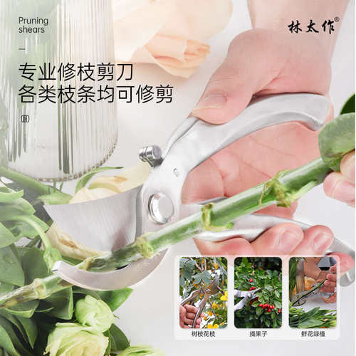 林太作全不锈钢果树修枝剪刀专用植物园林园艺花枝修花剪树枝剪子