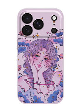 @哎哟微well联名 可爱复古手绘插画蝴蝶结少女 原创画师授权 适用于苹果18小米18华为手机壳硅胶软壳