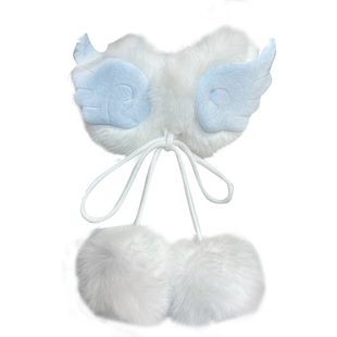 1Gangster Inn天使翅膀蕾系型毛绒围脖冬季保暖围巾亚文化可爱