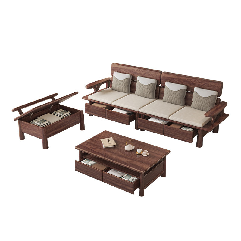 黑胡桃木全实木沙发冬夏两用家具