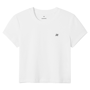 热风女士短袖T恤上衣2026年春季新款白色圆领短袖T恤内搭短款短袖