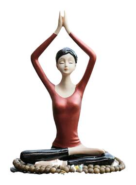 汽车瑜伽美女摆件车内简约装饰