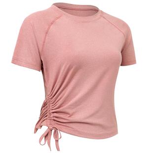 瑜伽服短袖女夏薄款运动T恤跑步套装专业跑步可欣抽绳健身上衣