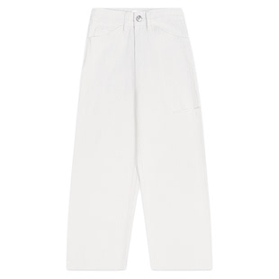 CalledBack牛仔裤女2026春夏新款白色破洞做旧阔腿休闲直筒长裤子